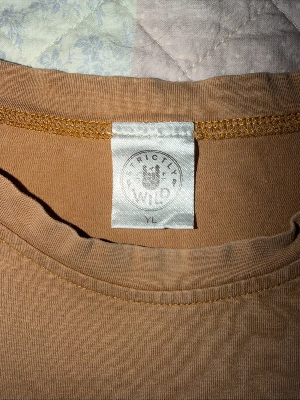 Strictly Wild Logo Crewneck Tee in Warm Tan